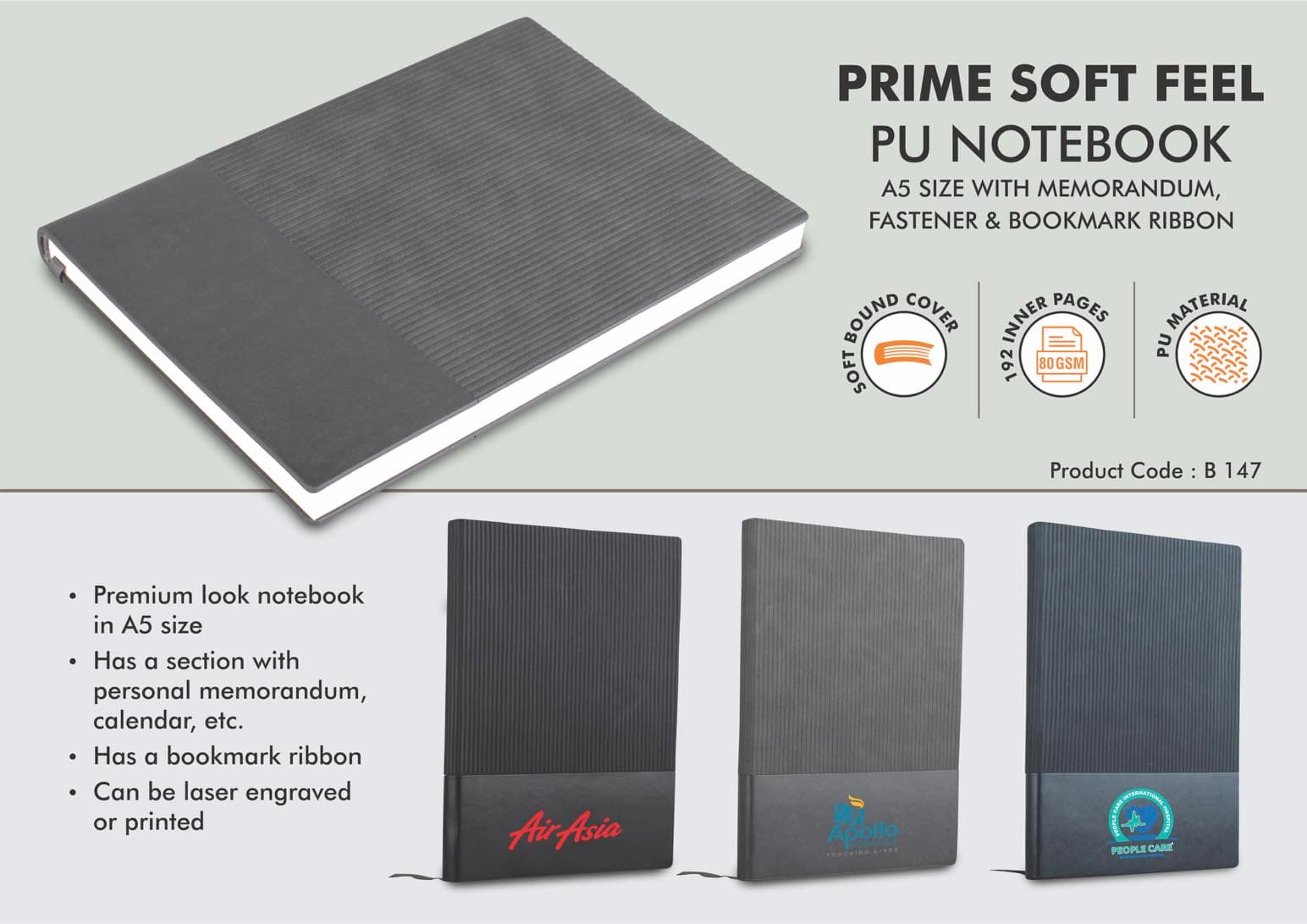 Prime Soft feel PU notebook