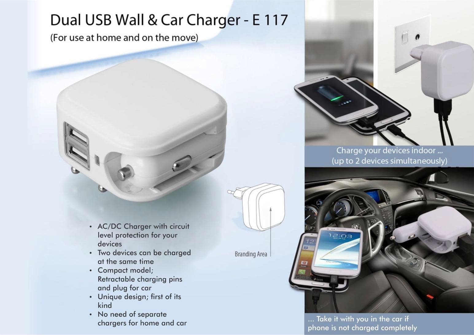 Wall and car charger- Dual USB