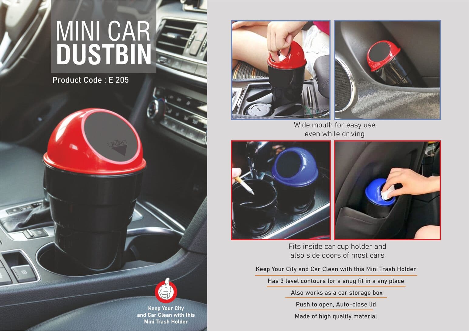 Car trash holder / dustbin (fits in car cup / bottle holder)