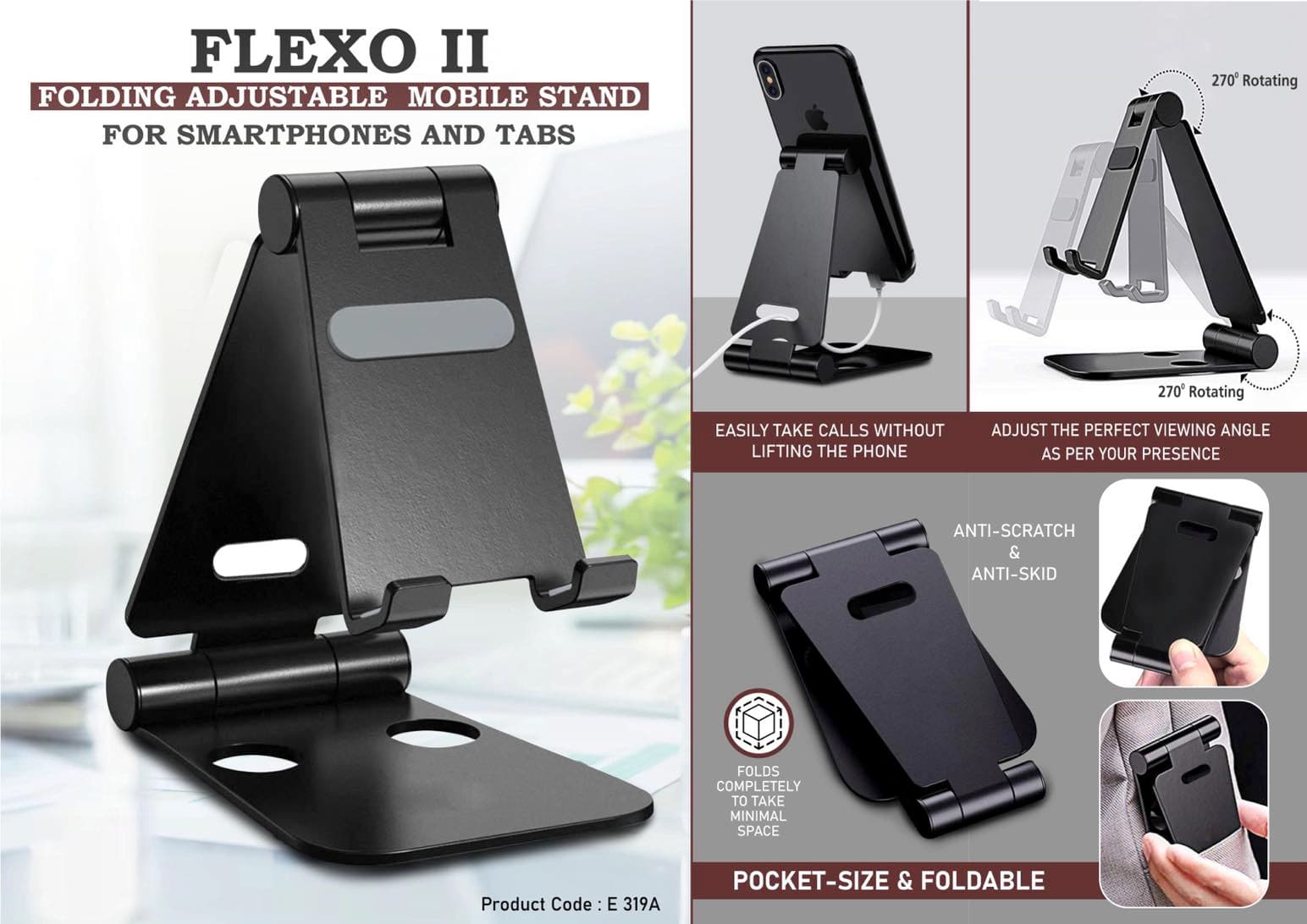 Flexo II: Folding Metal Mobile Stand for Smartphones and Tabs