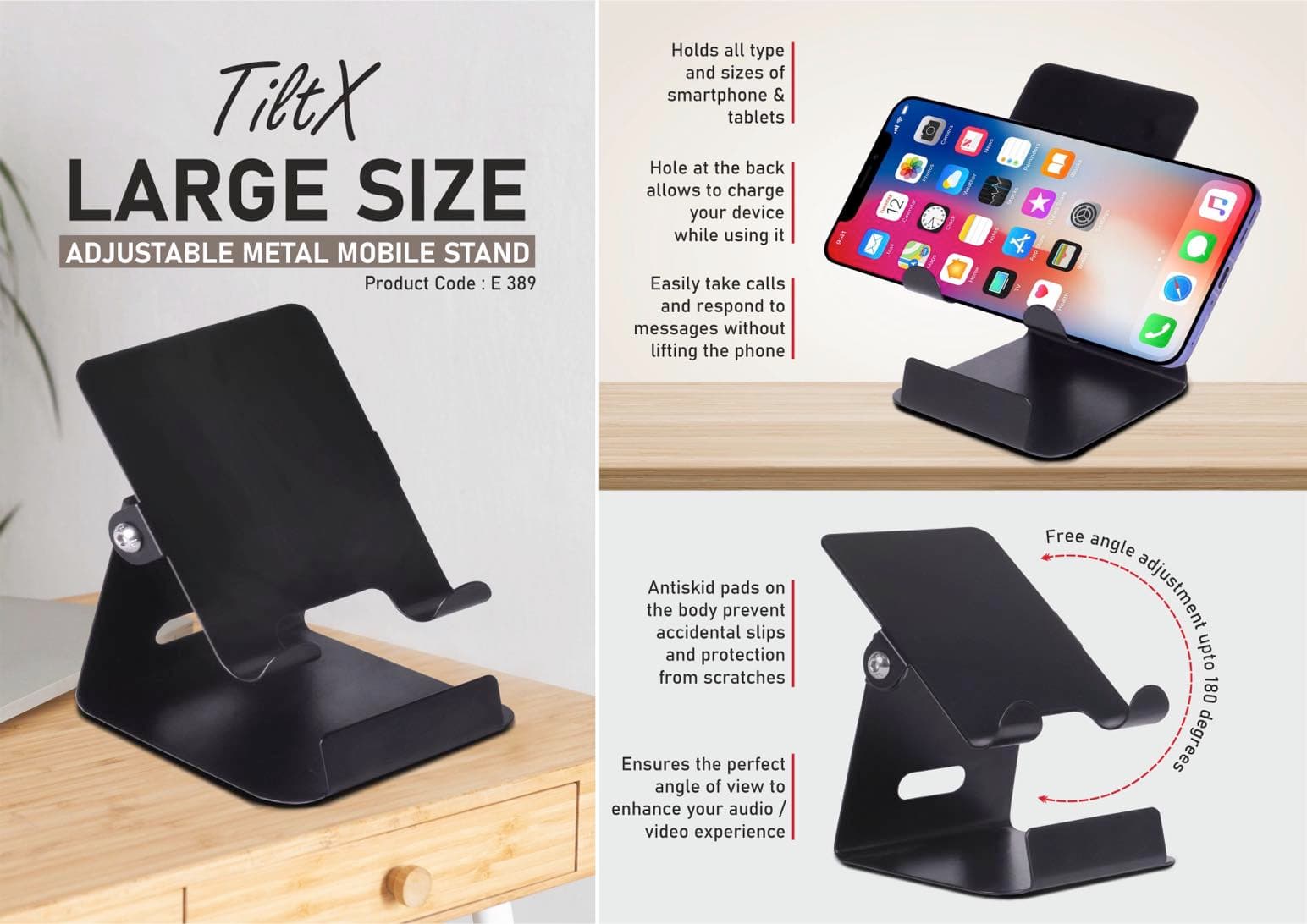 TiltX: Large size Adjustable metal mobile stand