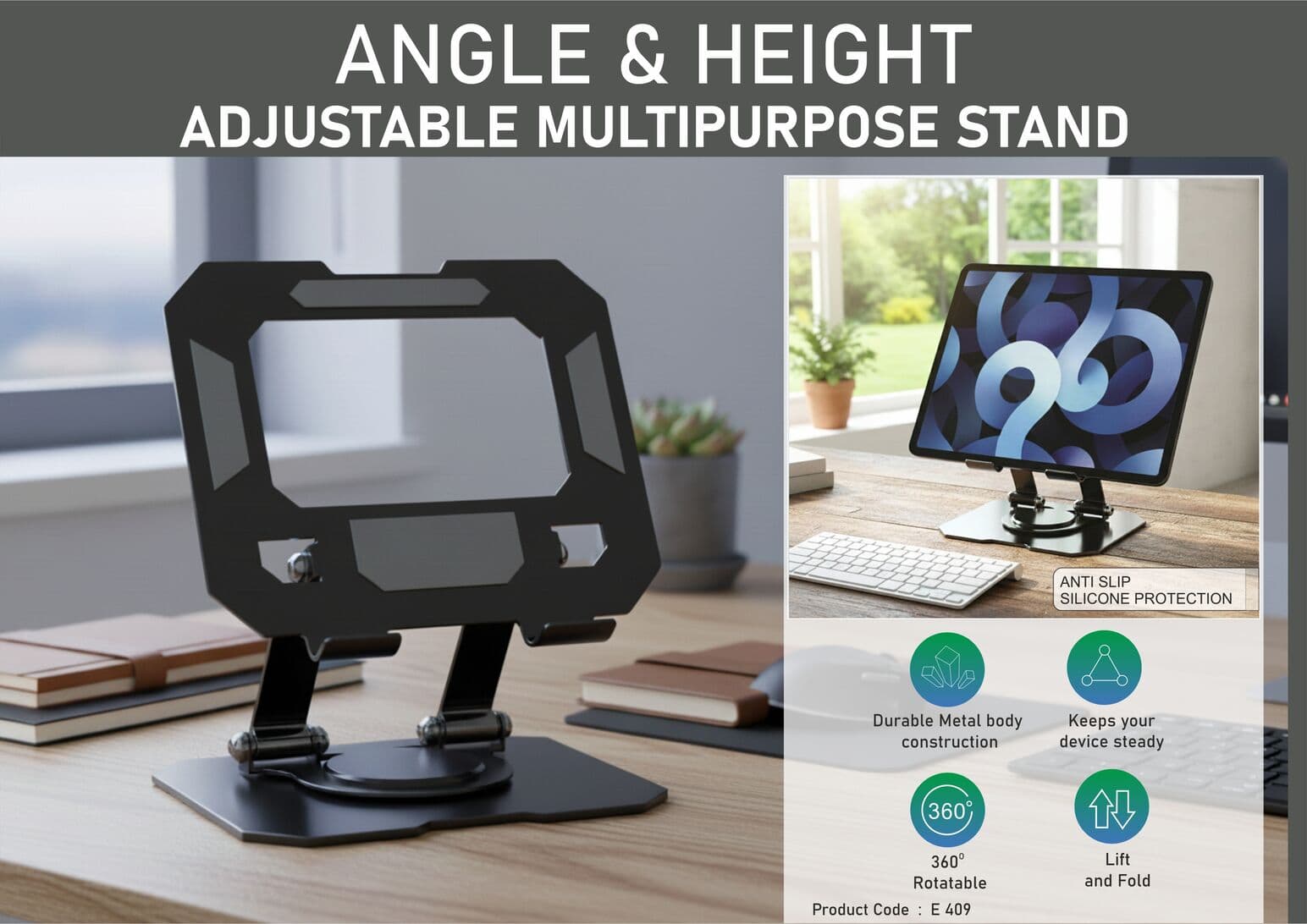 Angle & Height adjustable multipurpose stand