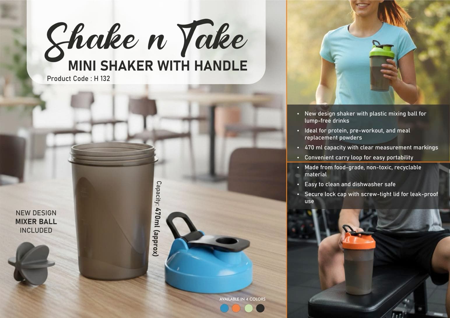 Shake n Take: Mini shaker with Handle (with box)