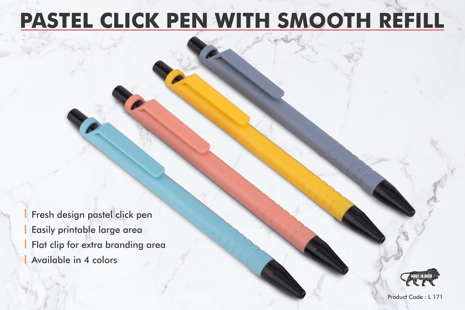 Pastel Click Pen with smooth refill
