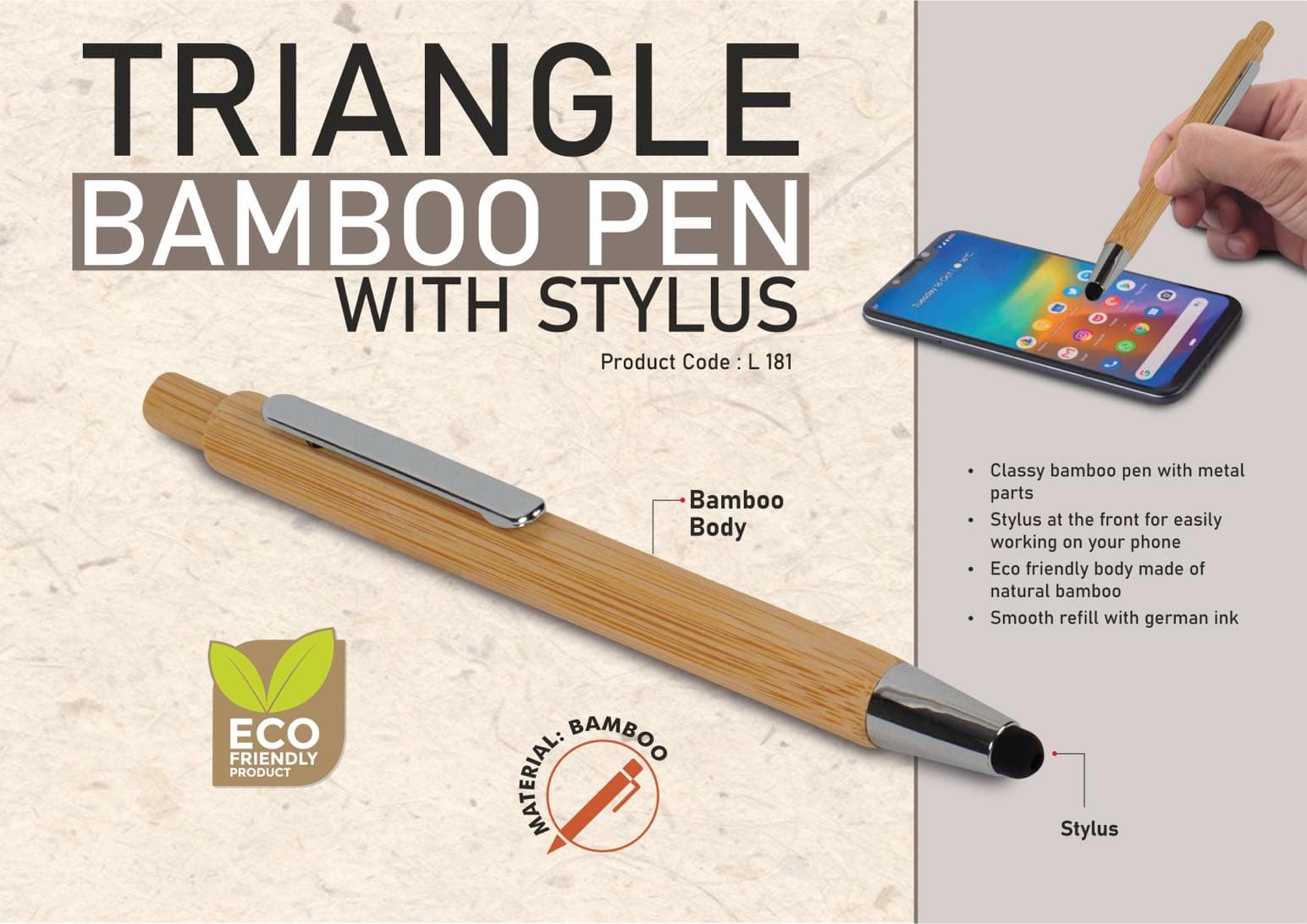 Hexa Bamboo pen with stylus