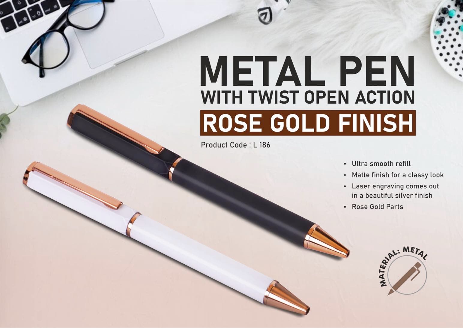 Metal pen with Twist open action