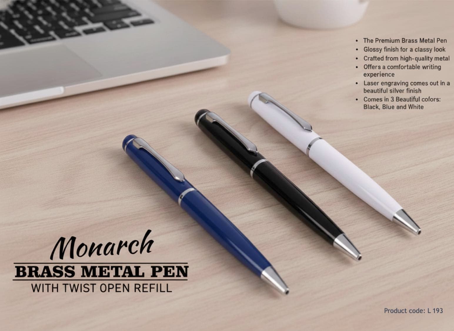 Monarch: Brass metal pen with twist open refill
