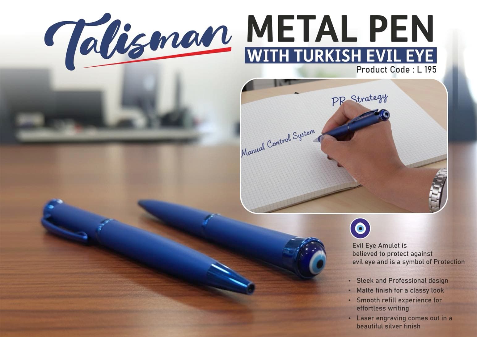 Talisman: Metal Pen with Turkish Evil eye