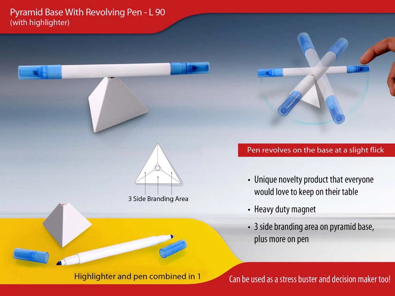 Pyramid stand with Revolving pen & highlighter