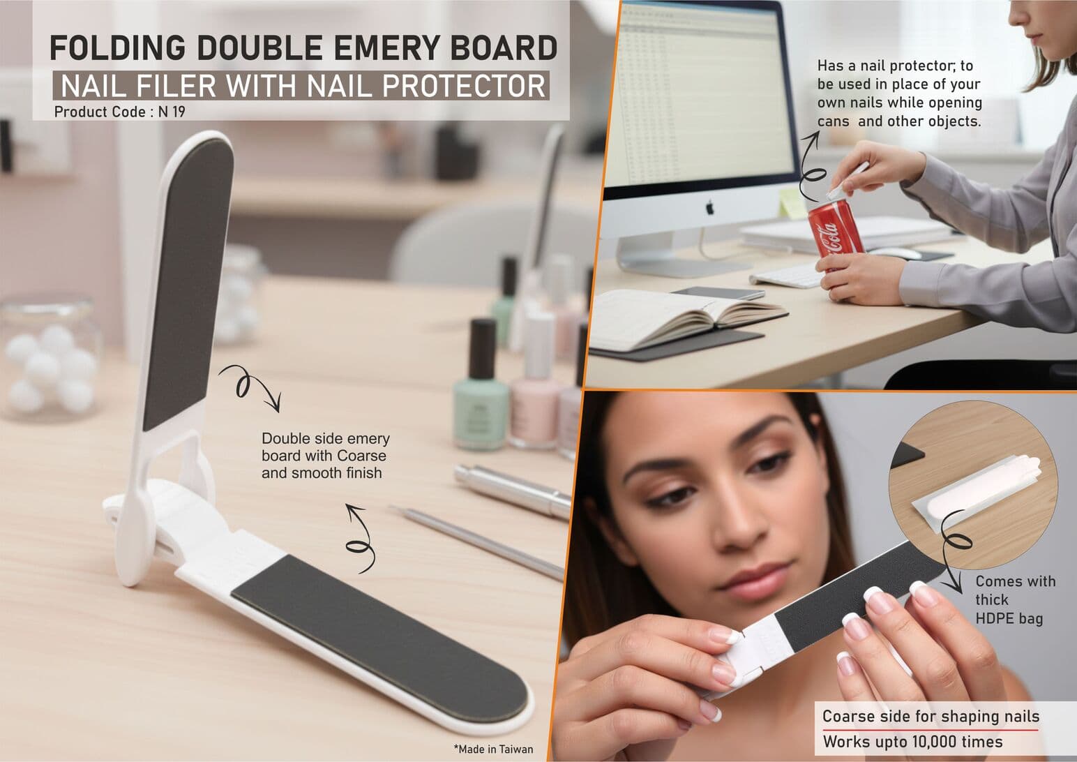 Folding Double Emery Board : Nail filer with Nail protector  P - CHILDREN’S UTILITY