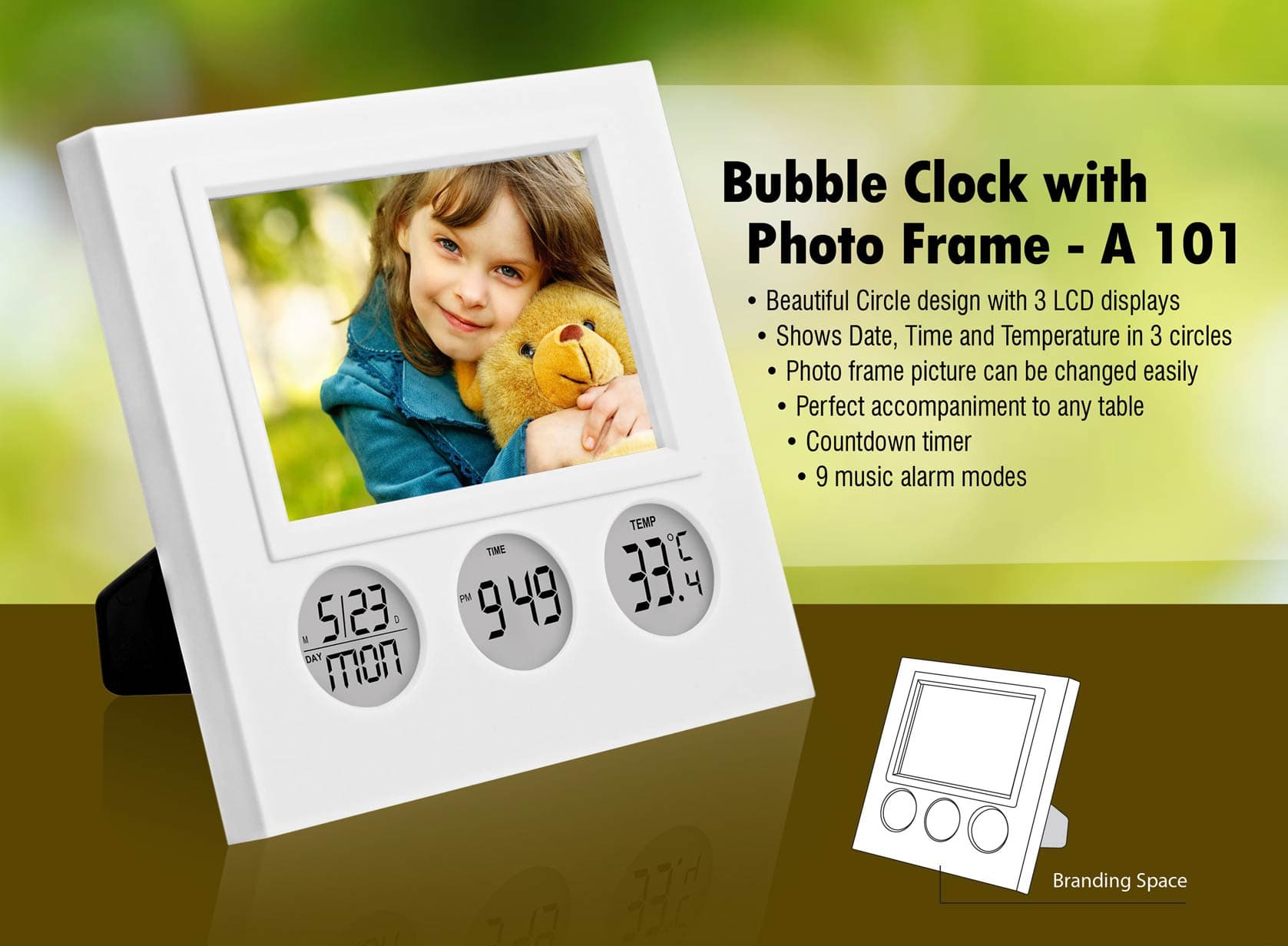 Bubble Clock with Photo Frame