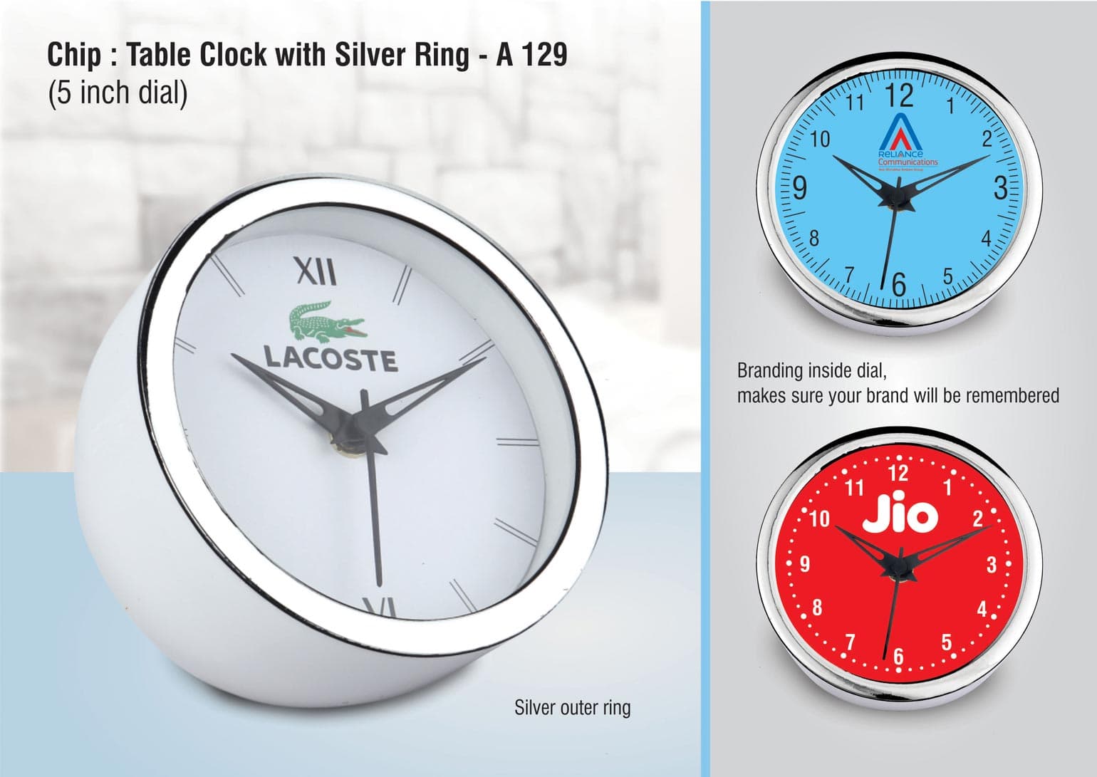 Chip: Table clock with Silver ring