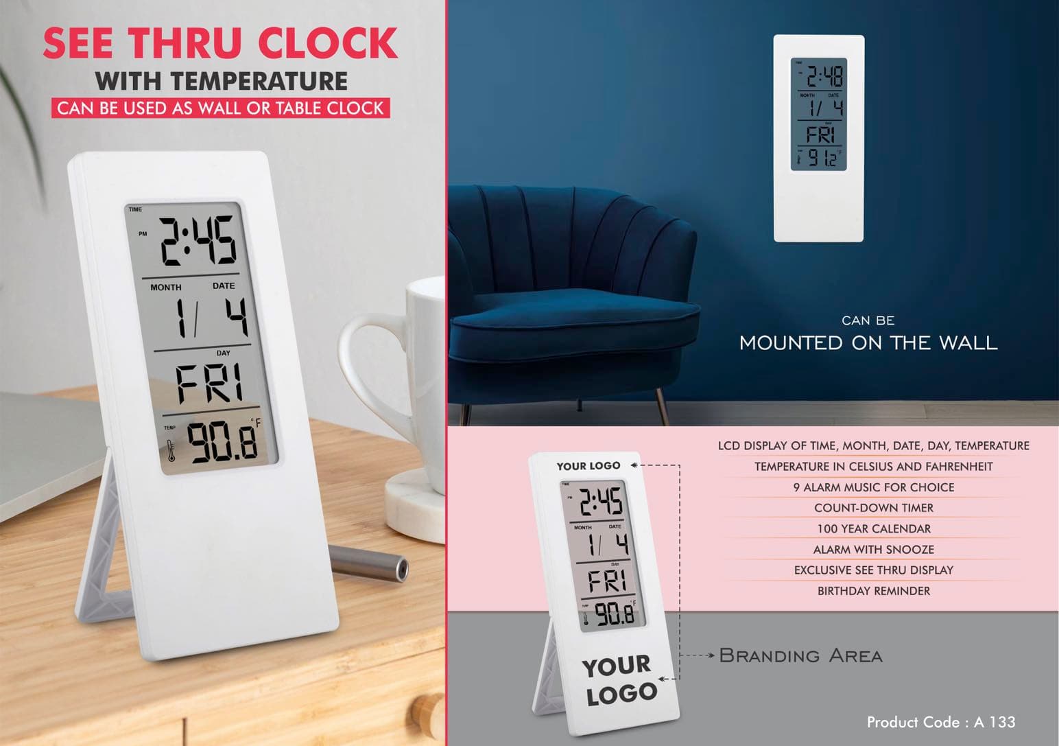 See Thru clock with temperature