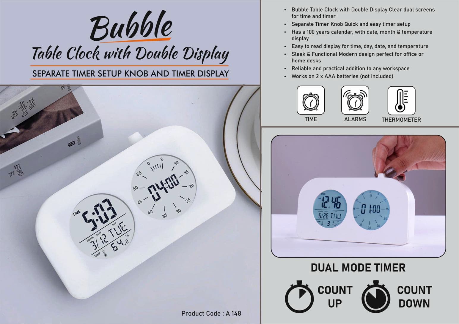 Bubble Table Clock with Double Display