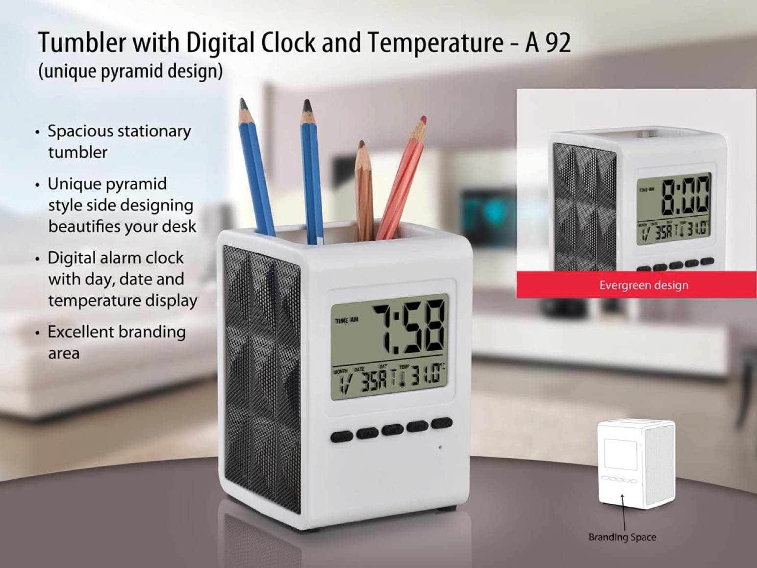 Tumbler with Digital Clock and Temperature