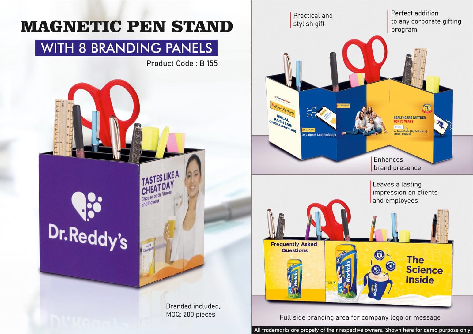 Magnetic Pen stand with full side branding area