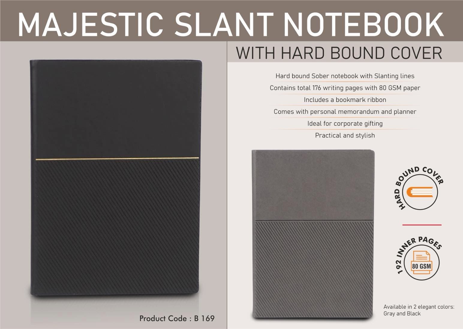 Majestic Slant Notebook with Hard bound cover