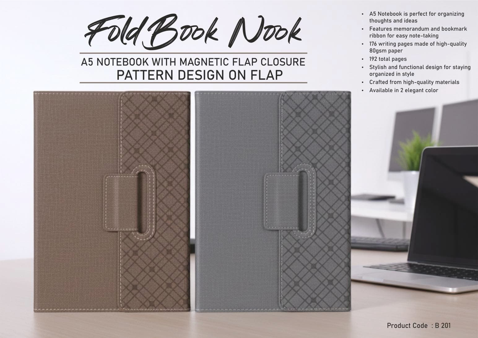 FoldBook Nook: A5 Notebook with magnetic flap closure