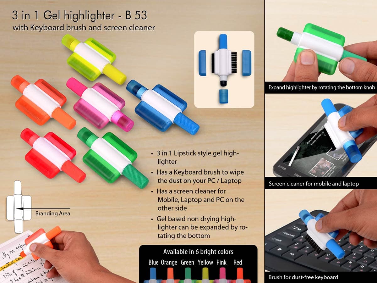 Gel highlighter with Keyboard brush and screen cleaner