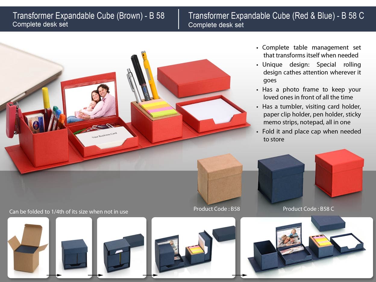 Transformer expandable cube: complete desk set (Red, Blue)