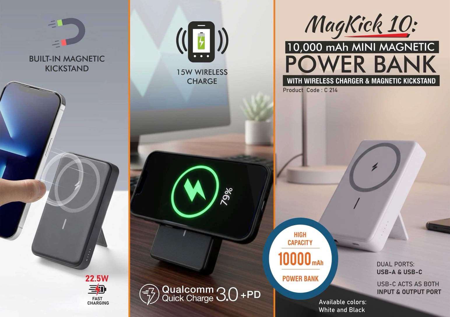 MagKick 10: 10,000 mAh Mini Magnetic Power bank