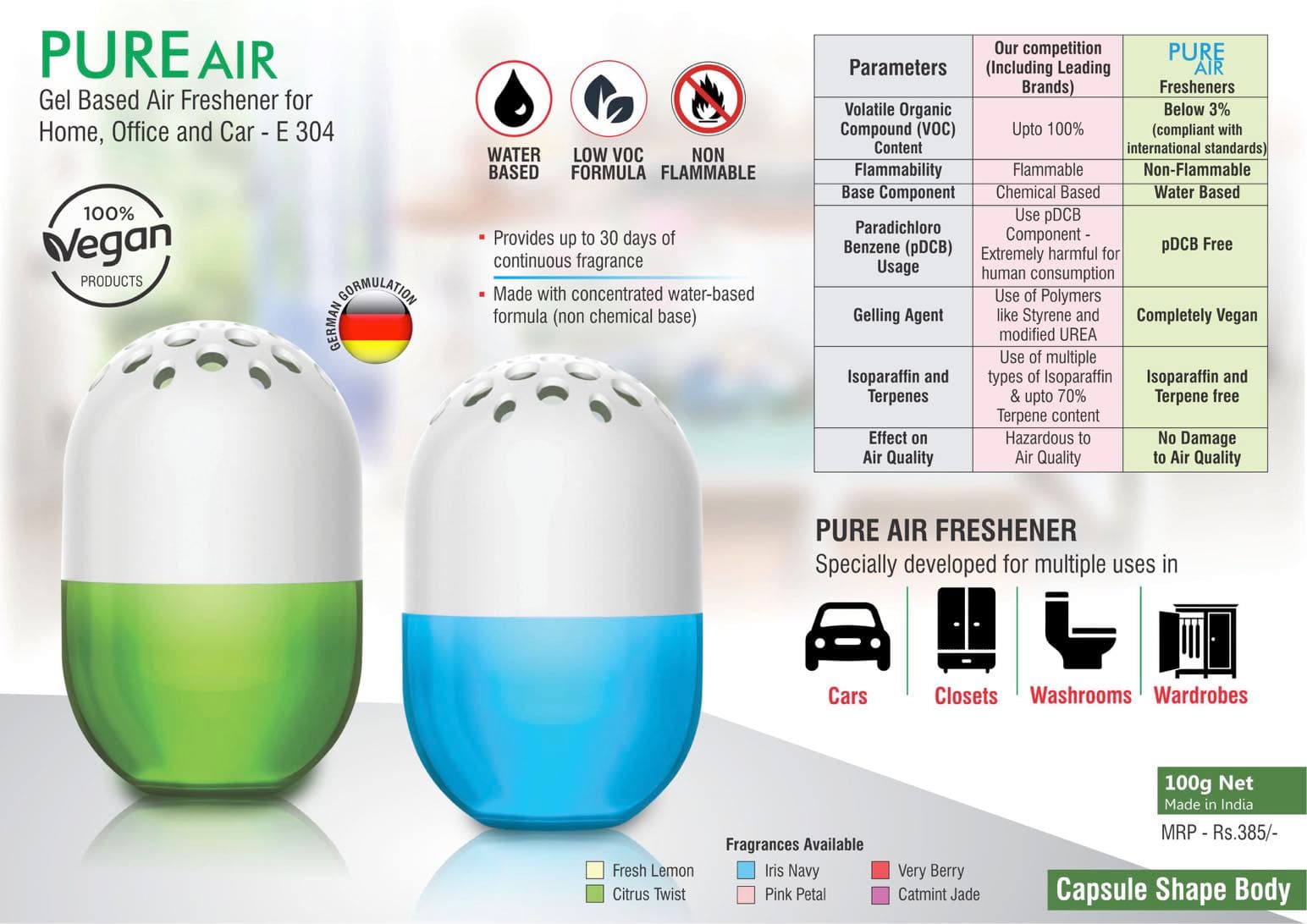 Pure Air: Gel based air freshener for Home, Office and Car