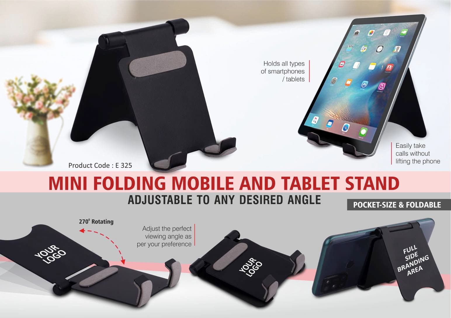 Mini folding mobile and tablet stand