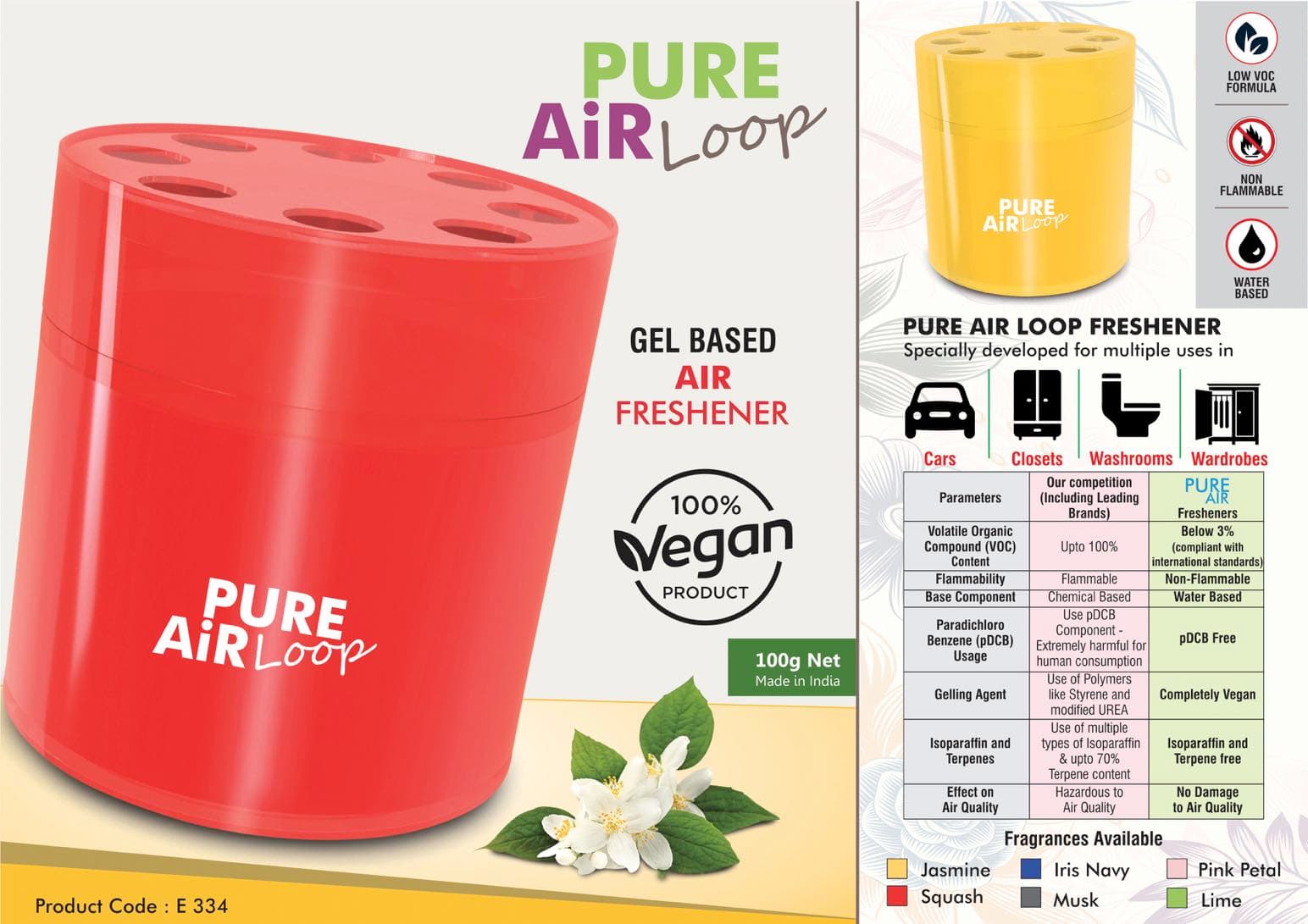 Pure Air Loop: Gel based room freshener for Home, Office and Car