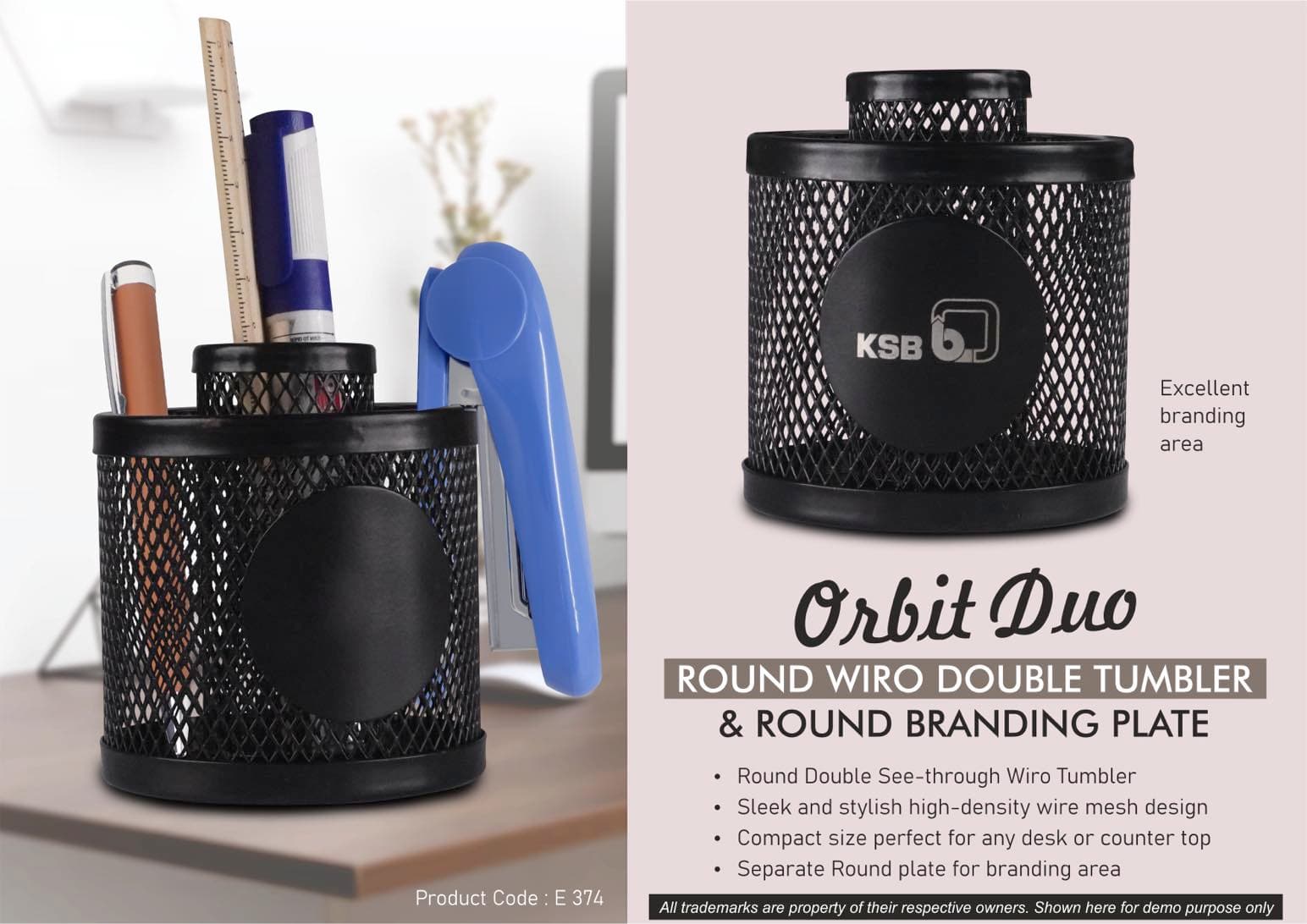 Orbit Duo: Round Wiro Double tumbler & Round Branding Plate