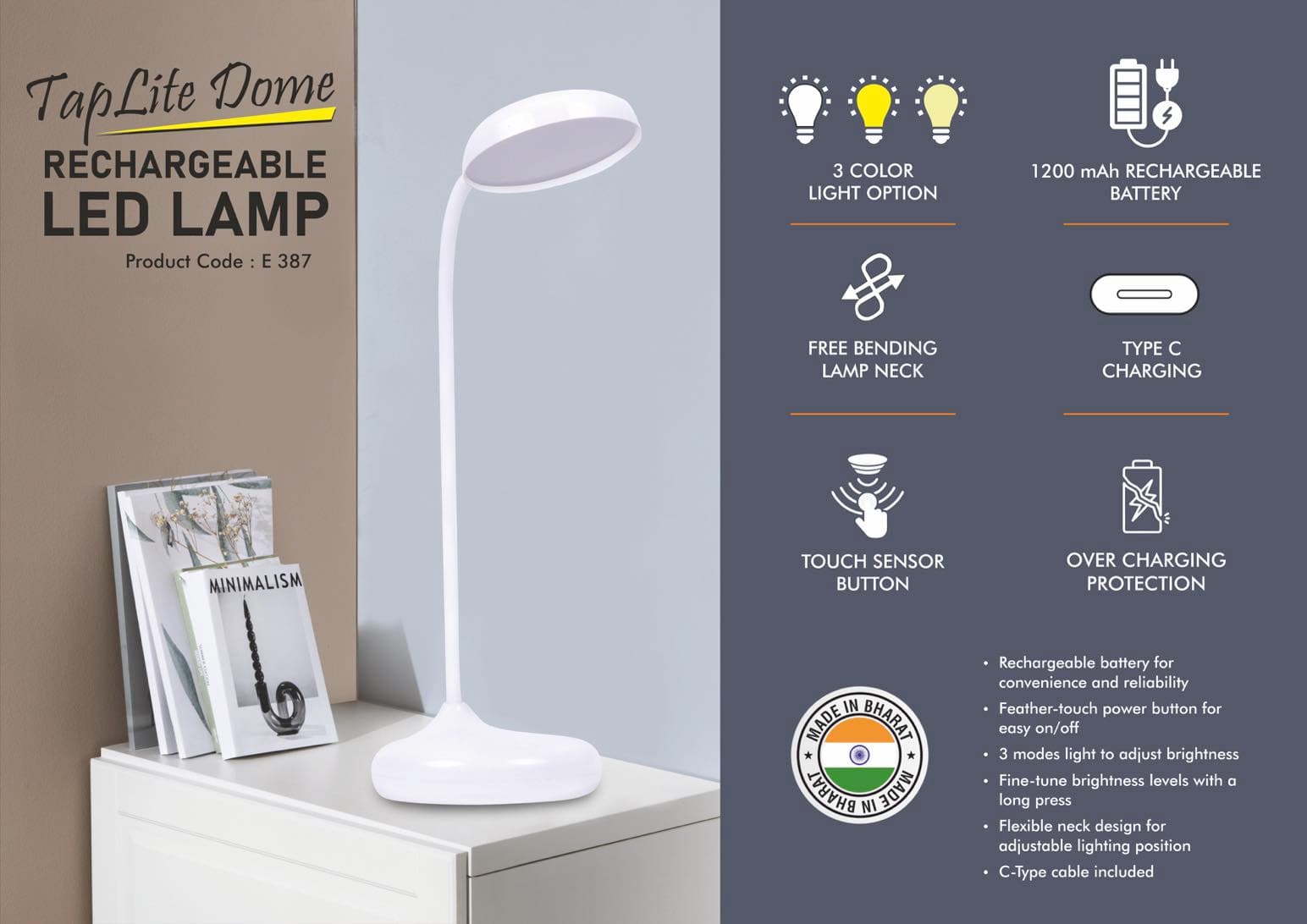 TapLite Dome : Rechargeable LED lamp
