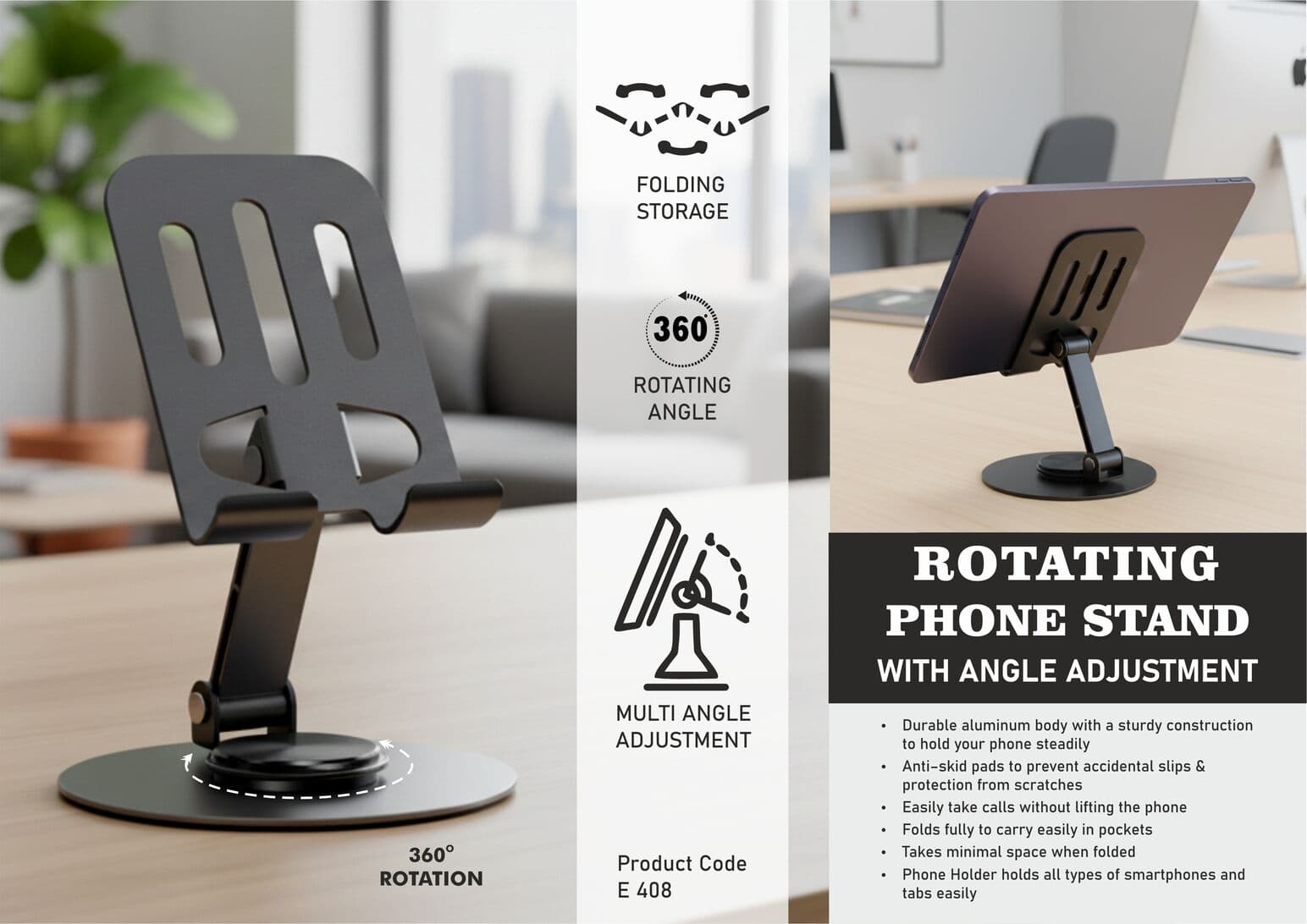 Rotating phone stand with Angle adjustment