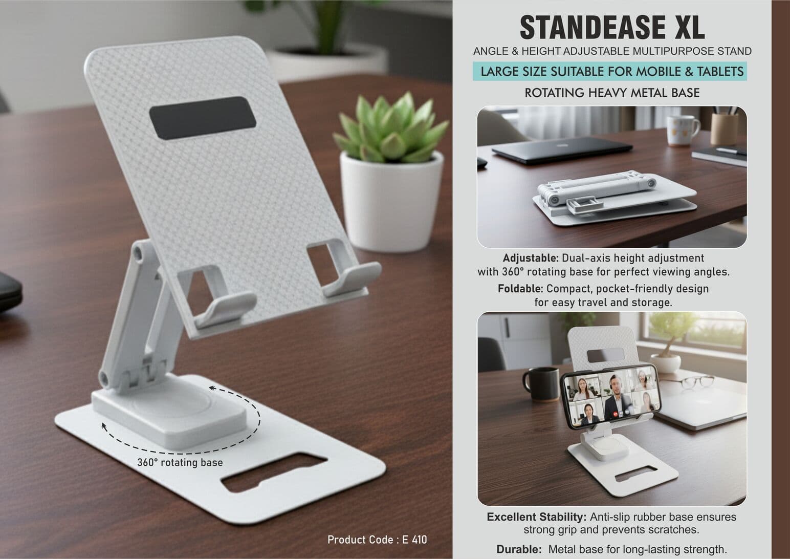 StandEase XL: Angle & Height adjustable multipurpose stand
