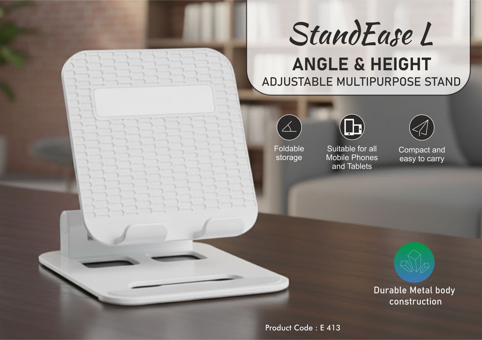 StandEase L: Angle & Height adjustable multipurpose stand