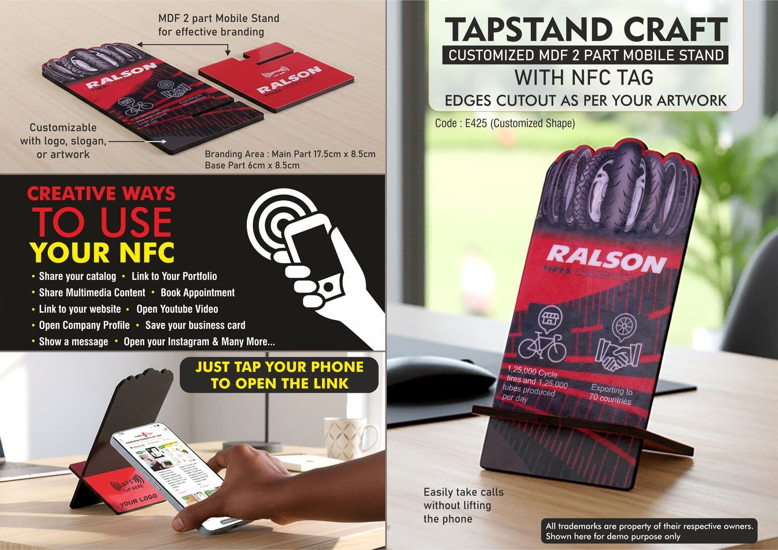 TapStand Craft : Customized MDF 2 part Mobile stand with NFC Tag