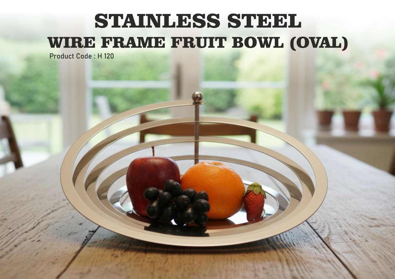 SS Wire frame Fruit bowl (Oval)