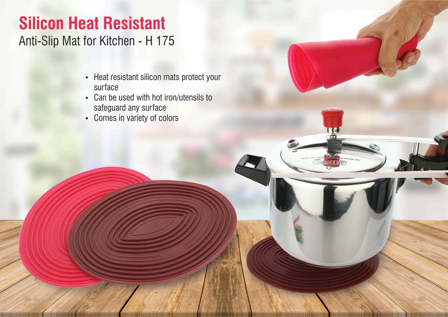 Silicon heat resistant, anti-slip mat for kitchen