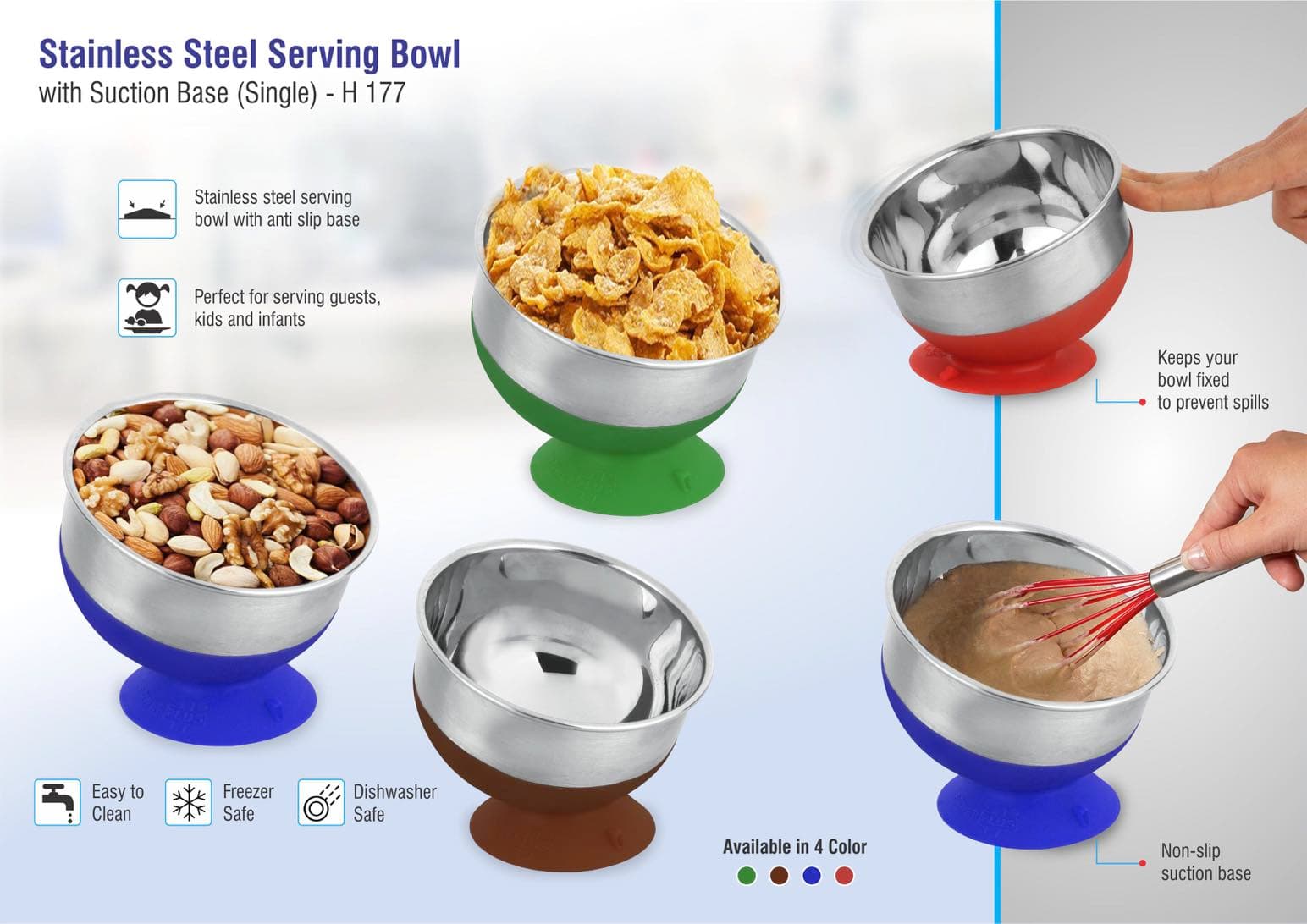 Stainless steel Serving bowl with suction base
