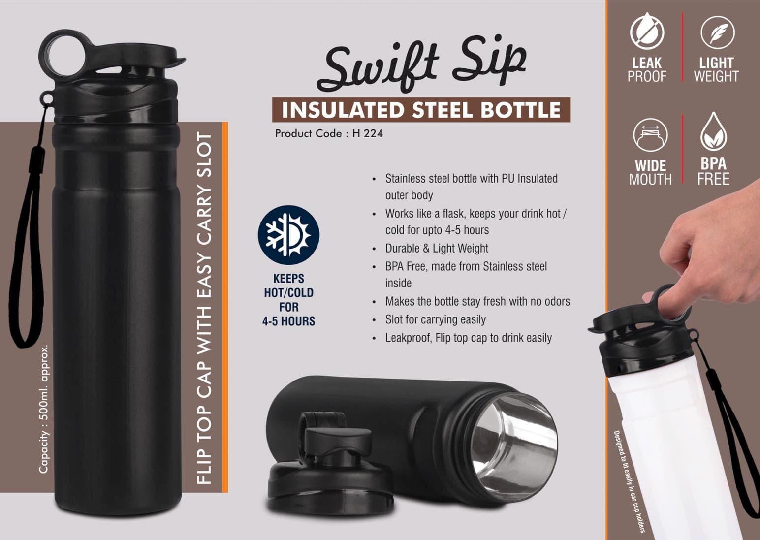SwiftSip Insulated Steel bottle