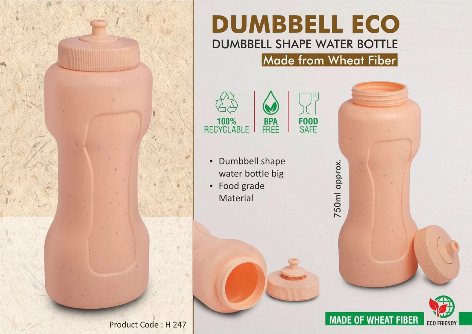 Dumbbell Eco 750: Sipper water bottle