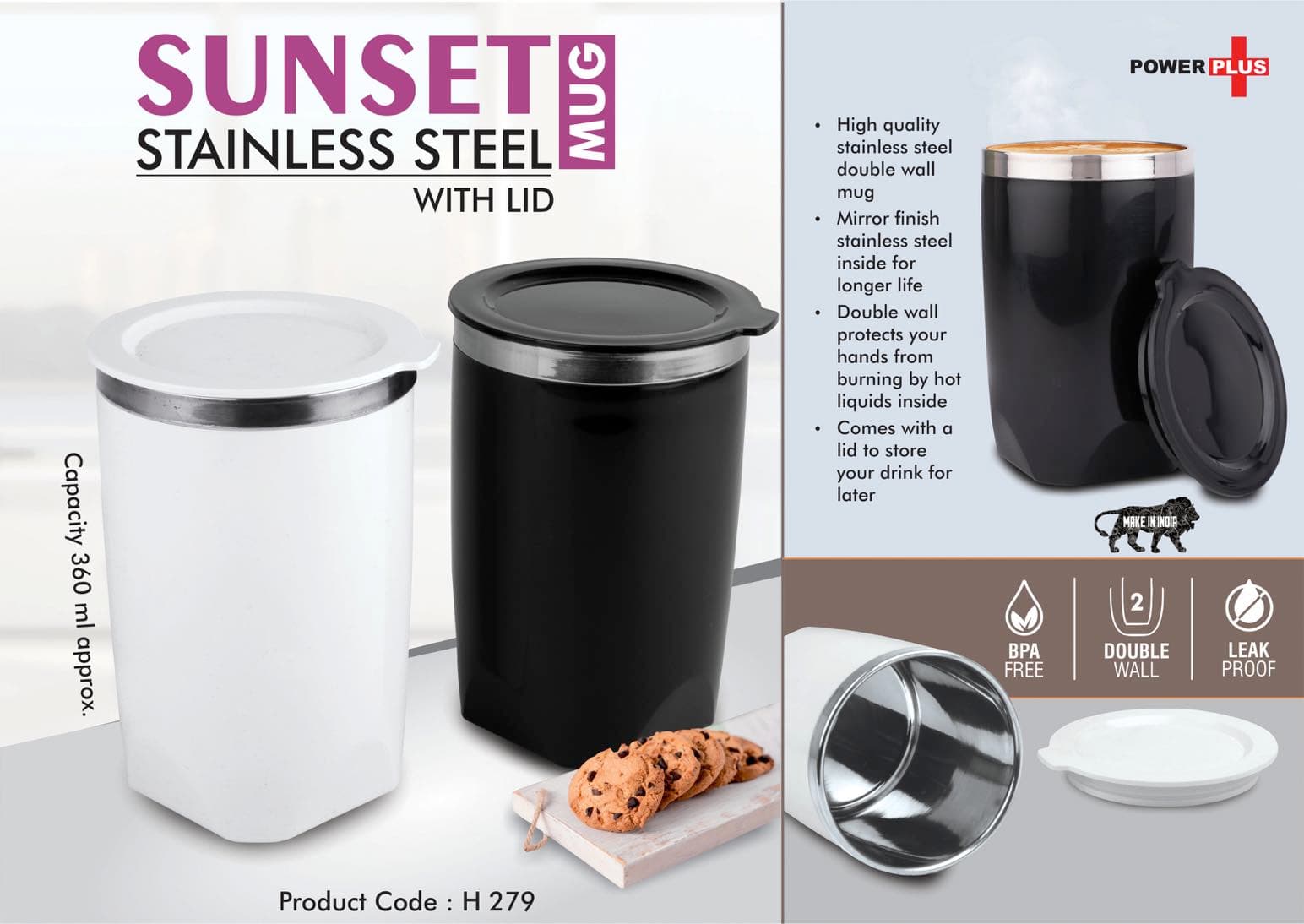 Sunset : Stainless Steel Mug with Lid