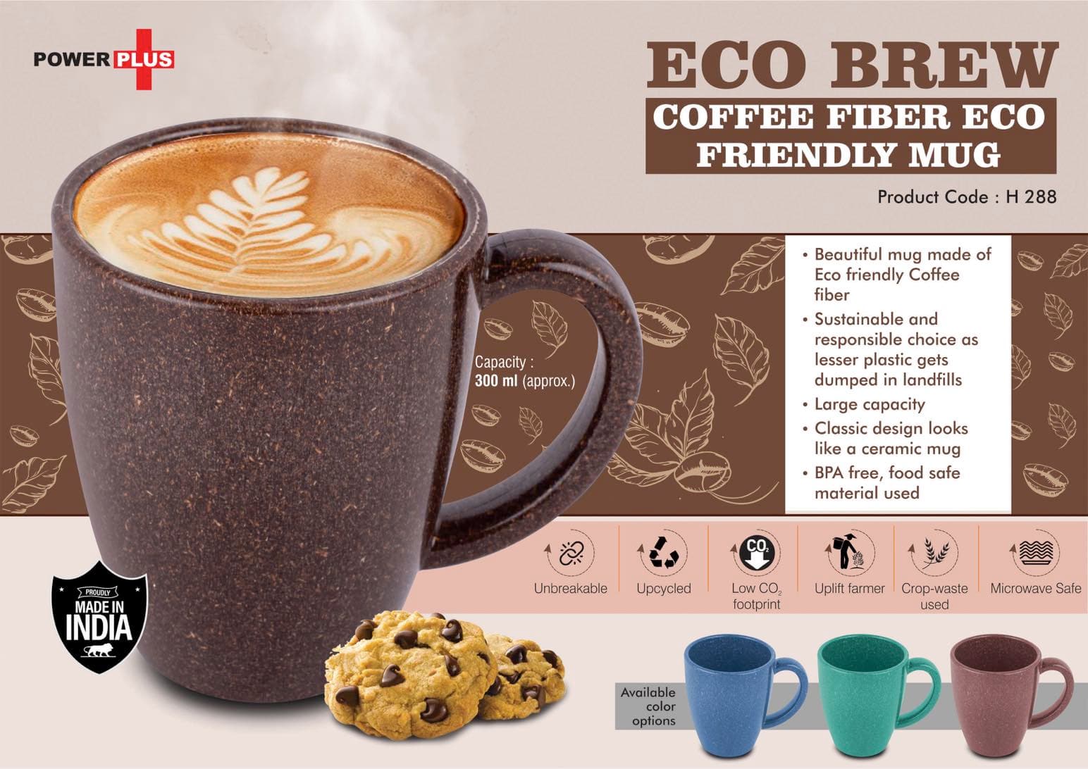 EcoBrew Mug : Coffee Fiber Eco Friendly Mug with Handle