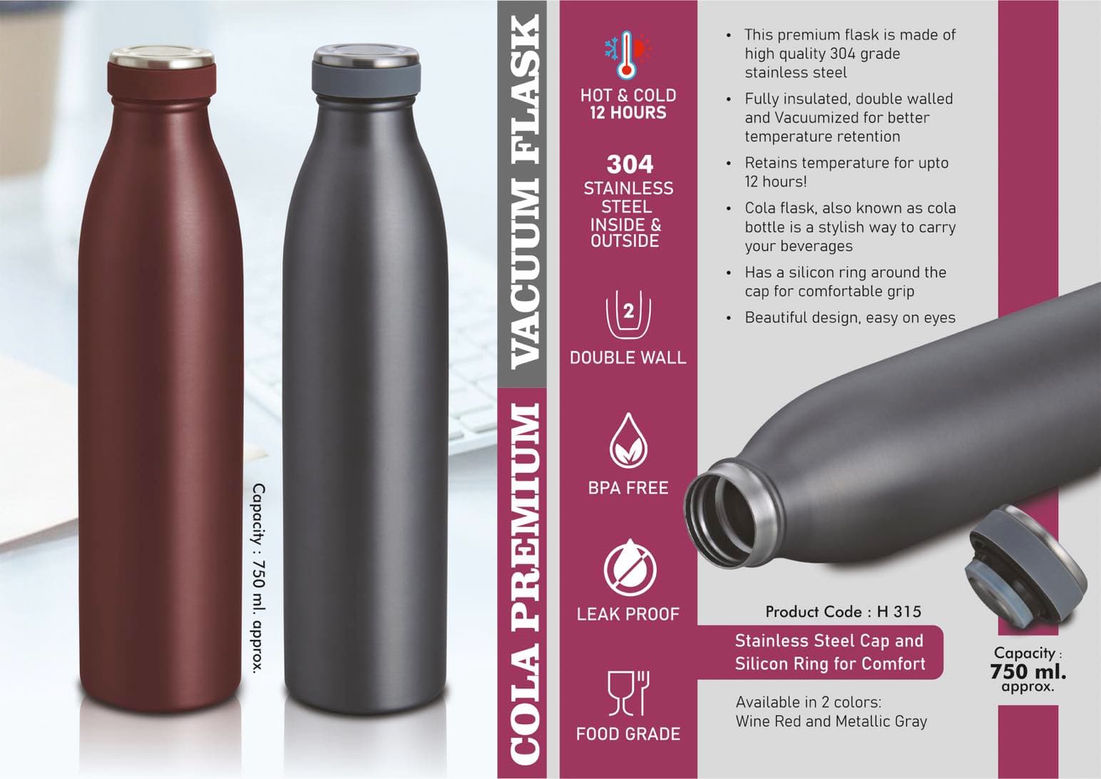 Cola Premium Vacuum Flask