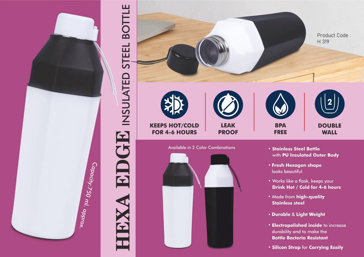 Hexa Edge: Insulated Steel Bottle