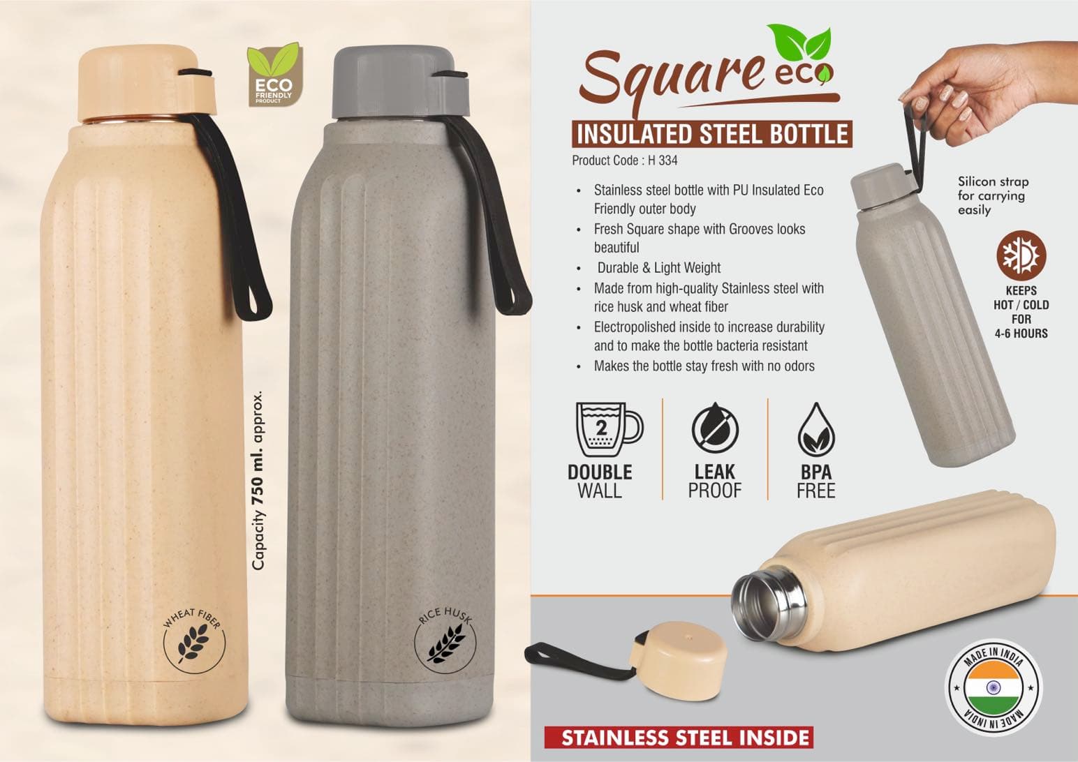 Square II Eco: Eco Friendly Insulated Steel Bottle