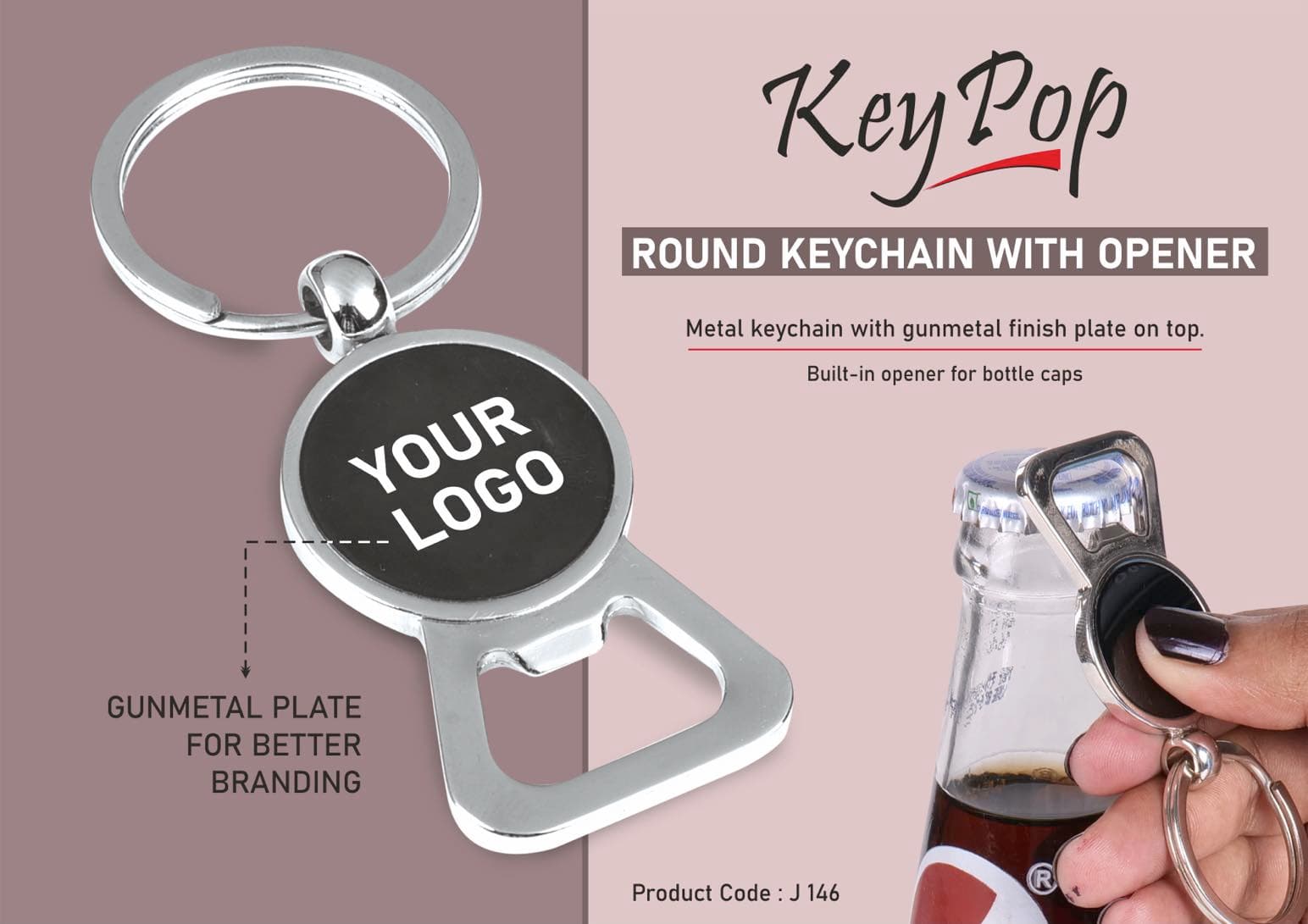 KeyPop: Round Keychain with opener