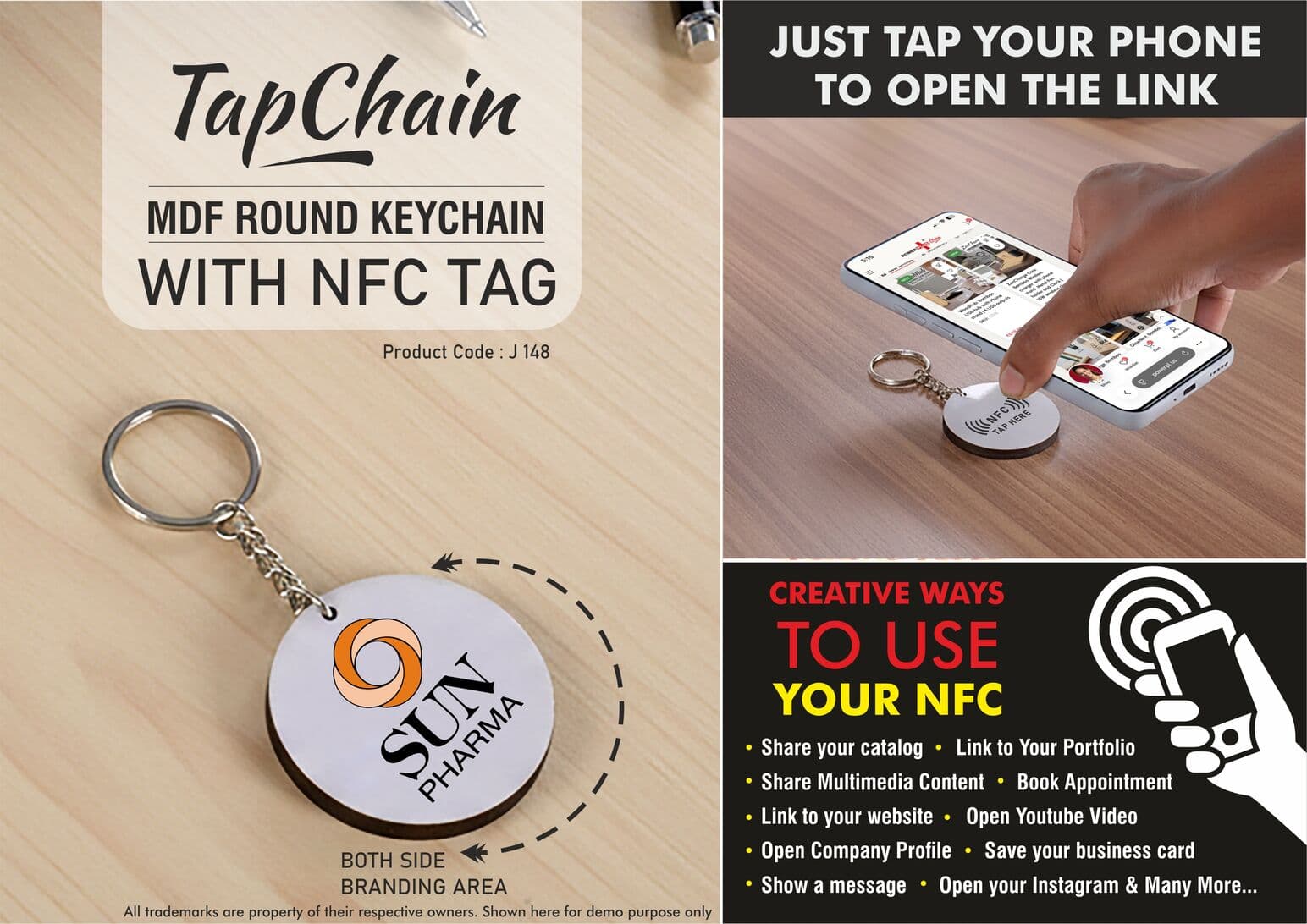 TapChain Round: Customized MDF Keychain with NFC Tag