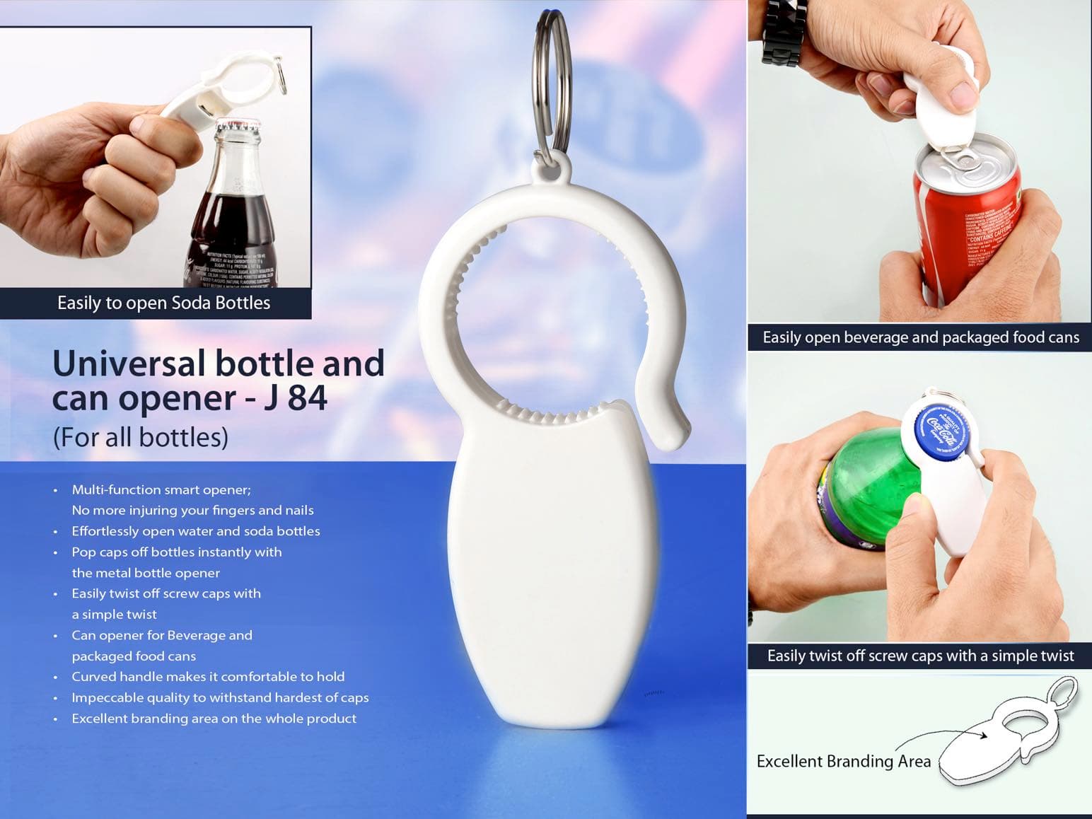 Universal bottle and can opener: For all bottles