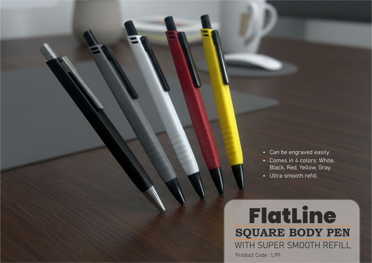 FlatLine: Square body pen with super smooth refill