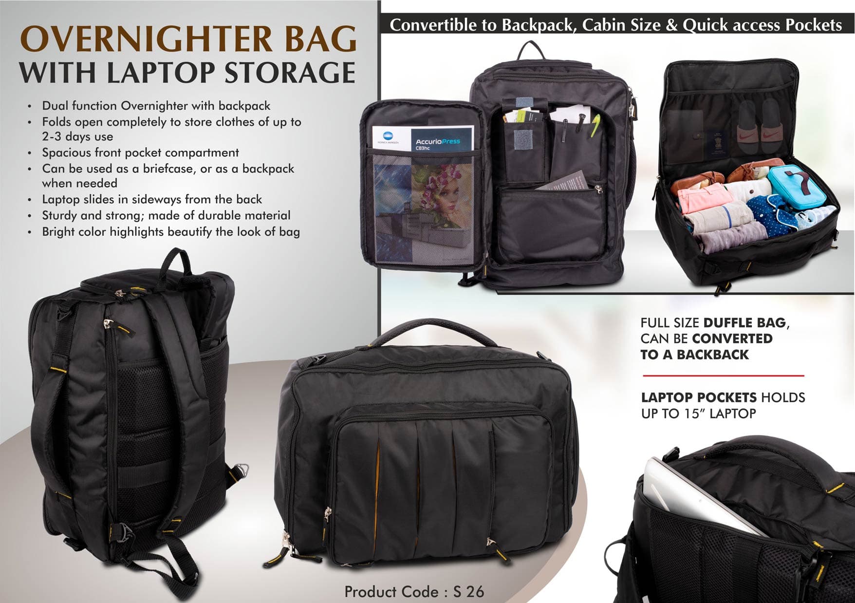 Overnighter bag with Laptop storage
