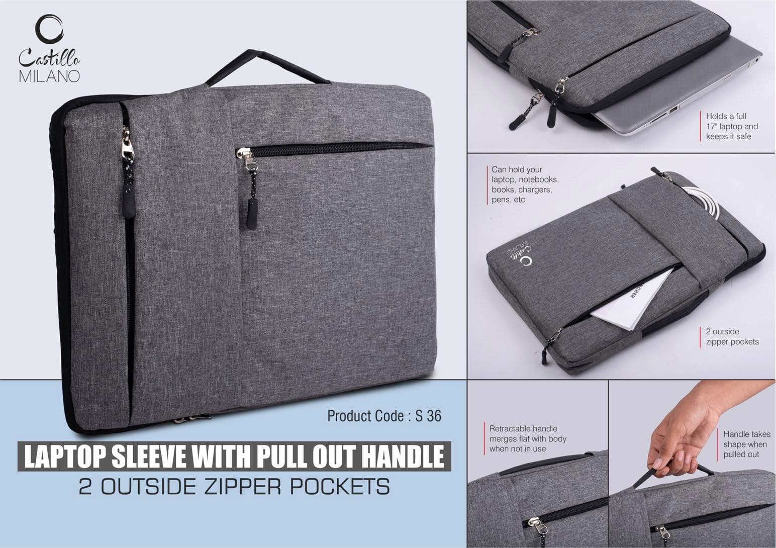 Laptop Sleeve with pull out handle
